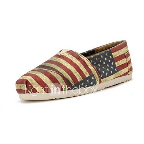 Yasafant Women Canvas Shoes Fashion USA National Flag Flat Shoes