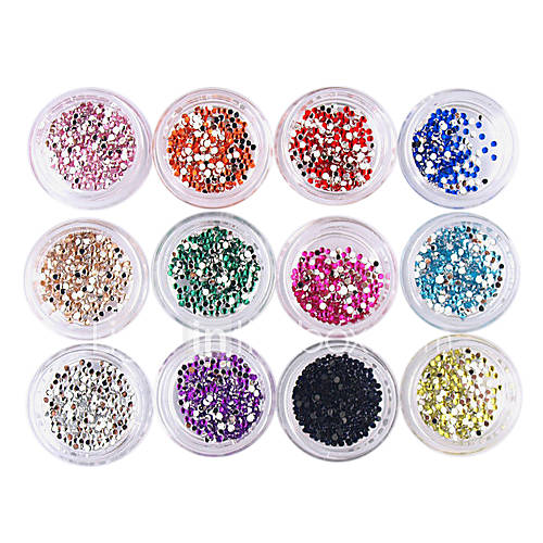 100PCS Nail Art Acrylic Rhinestones 1.5mm Decorations(Assorted Colors,2.8x2.8x1.5cm)