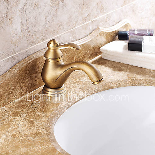 Centerset Single Handle Antique Brass Bathroom Sink Faucet