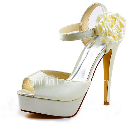 Gorgeous Satin Stiletto Heel Sandals With Flower Wedding Shoes (More Colors)