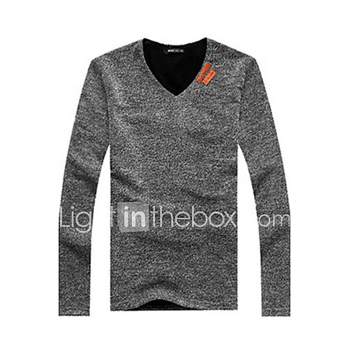 Mens Hollow Double Material Simple And Comfortable V Neck Long Sleeve T Shirt