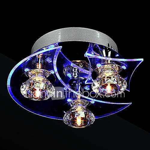 led crystal flush mount, 3 lights, modern minimalist metal electroplated