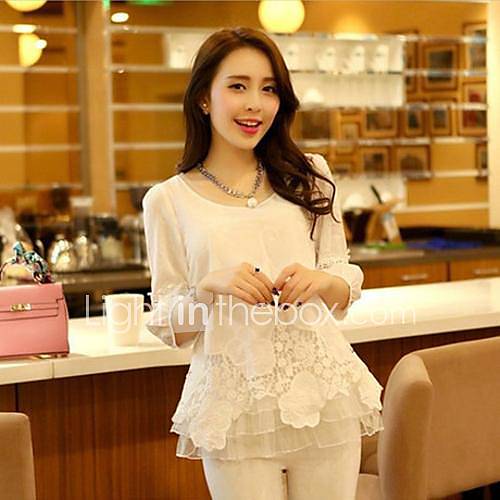 Womens Casual Knitting Chiffon Blouse