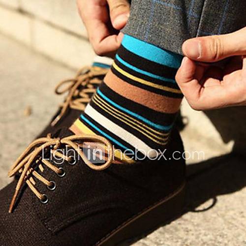 Mens Colorful Stripe Cotton Socks