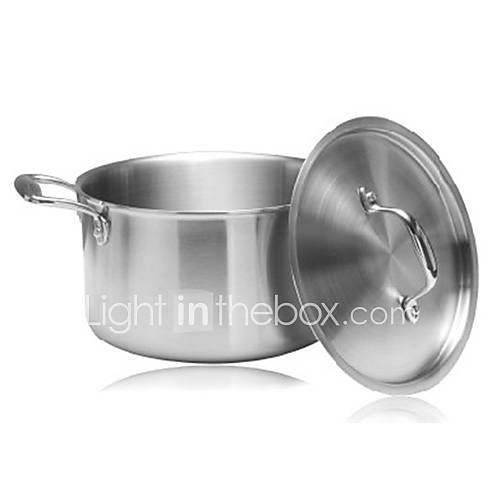 3 layer 16 qt Steel Soup Pot with Cover, W27cm x L34cm x H17cm