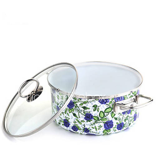 4.5 QT Floral Plated Ceramic Soup Pot with Cover, W22cm x L22cm x H11cm #01367596