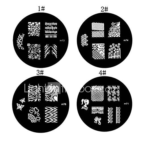 1PCS Nail Art Stamp Stamping Image Template Plate M Series NO.1(Assorted Colors)