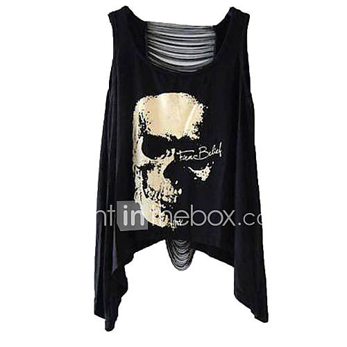 Womens Punk Open Back Skull Tassel Sleevless Sexy Vest