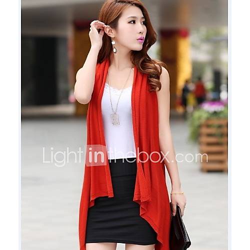 Womens Hollow Back Sleeveless Knitted Cappa Long Cardigan