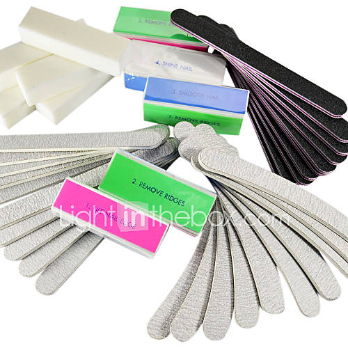 40PCS 5 Types Nail Art Files Buffer Blocks (4 Colors) Manicure Set for Acrylic