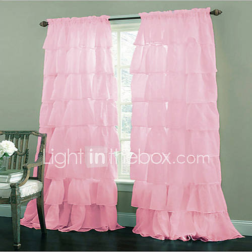 (One Panel Rod Pocket) Elegant Minimalist Solid Plicate Sheer Curtain