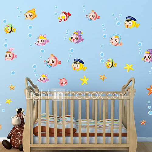 39pcs Cartoon Fish Fancy Decorative Wall Stickers