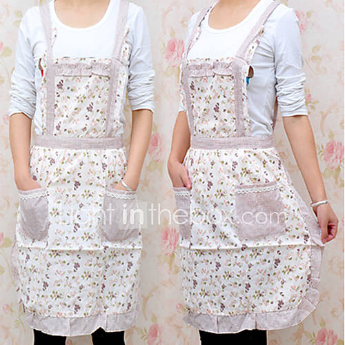 Flower Pattern Apron, Poly and Cotton W70cm x L97cm