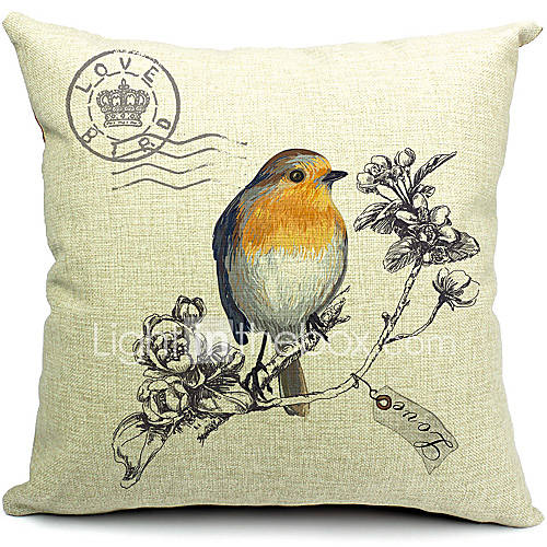 Country Bird Cotton/Linen Decorative Pillow Cover 1723641 2016 – $10.79