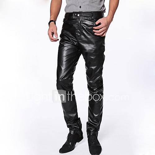 Men's Fashion Faux Leather Slim Fit Trousers 2083738 2016 – $18.99