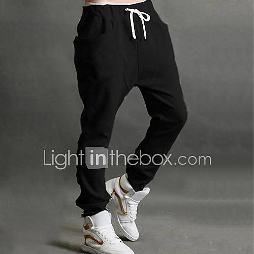 Men's Solid Casual / Sport Sweatpants,Cotton Blend Black / Gray 2083739 ...