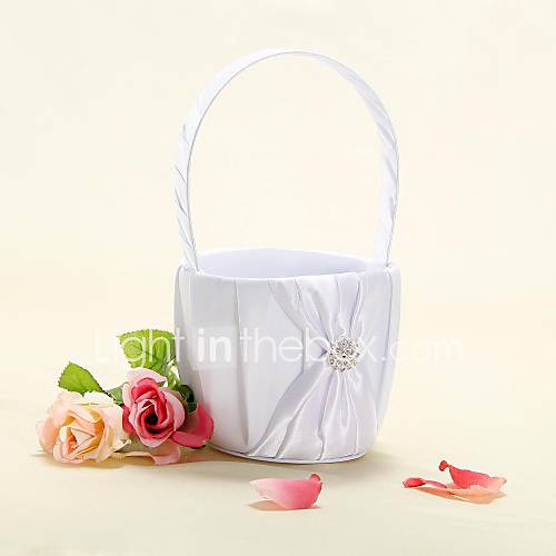 Flower Basket In White Satin With Ribbon Bow Flower Girl Basket 2652273 ...