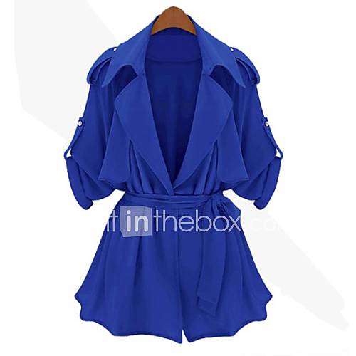 WeiMeiJia® Women's Plus Size Casual Batwing with Belt Trench Coat ...