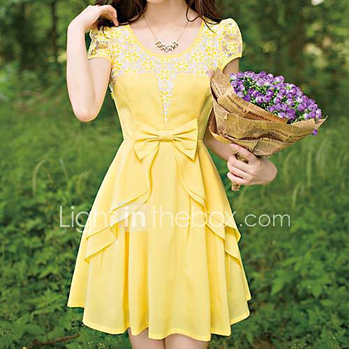 Women's Going out A Line / Skater Dress,Solid U Neck Above Knee Short ...
