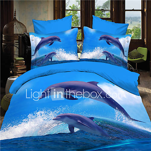 Shuian®3D Dolphin Queen Size Bedding Sets Duvet Cover Bed Sheet Set Bed ...