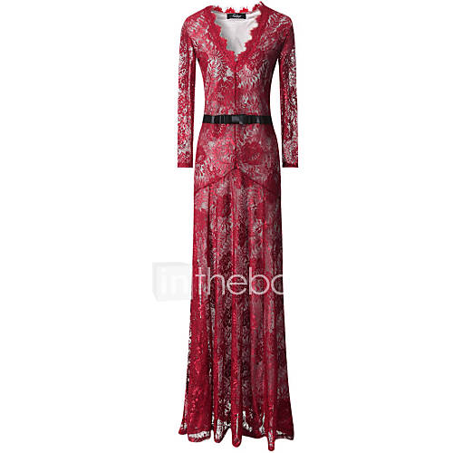 Women's Party/Cocktail Dress V Neck Maxi ¾ Sleeve Pink / Red / White ...