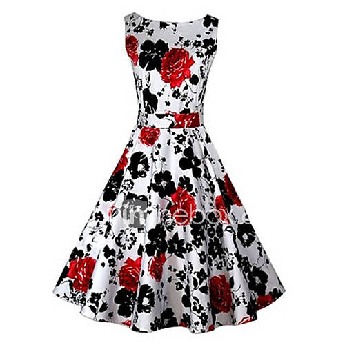 Para Women's Vintage/Sexy/Casual/Print/Cute/Party Round Sleeveless ...