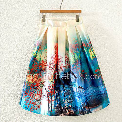 Women's Print Multi-color Skirts , Beach/Print Knee-length 3646892 2016 ...