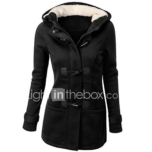Women's Fashion Slim Double Breasted Thicken Long Sleeved Woolen Coat ...