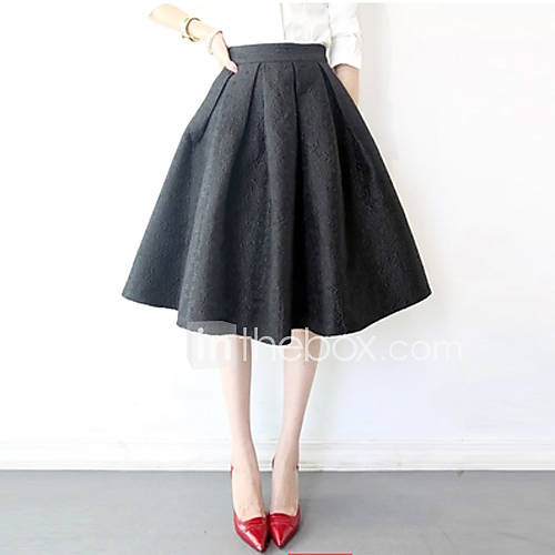 Women's Jacquard Red/Black Skirts , Vintage/Party Knee-length 3971779 ...