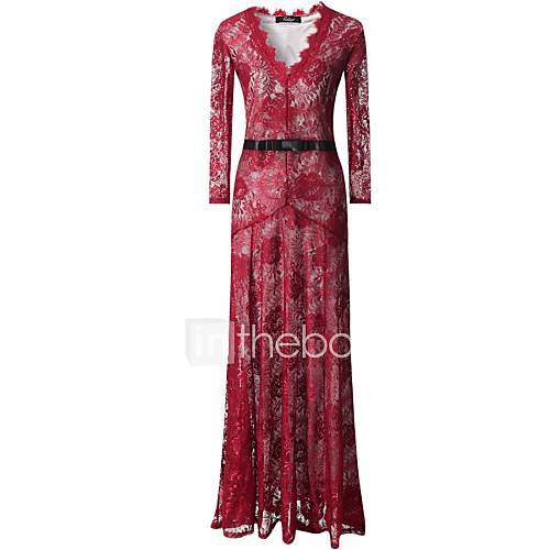 Women's V Neck Dress , Lace Maxi Sleeveless 4184324 2016 – $45.44