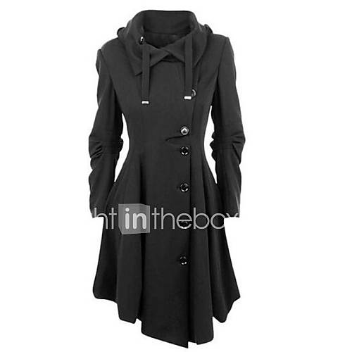 Women's Casual/Daily Coat,Solid Shirt Collar Long Sleeve Winter Gray ...