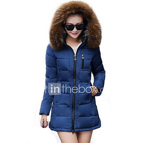 Women's Long Sleeve Winter Parka Coat , Casual Cotton Mid Long Fur ...