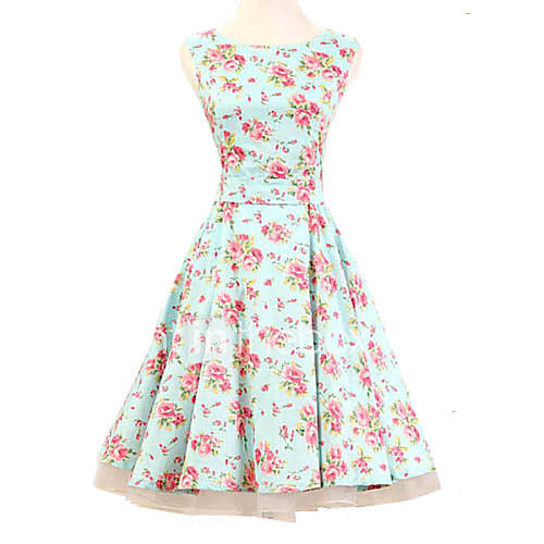 Women's Going out Vintage / Cute A Line / Skater Dress,Floral Boat Neck ...