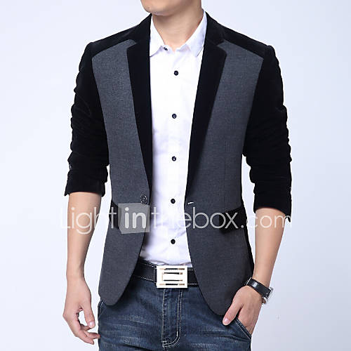 Men's Work / Plus Size / Casual/Daily Blazer,Solid Long Sleeve Cashmere ...