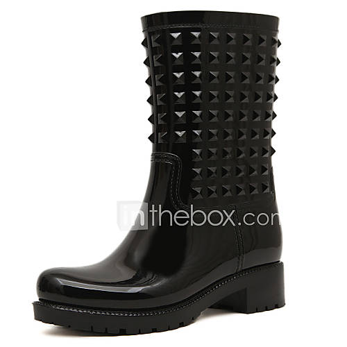 Women's Shoes Rubber Heel Rain Boots Boots Casual Black / Royal Blue ...