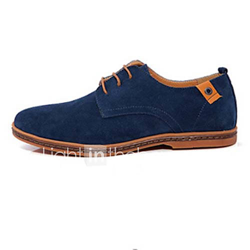 Men's Spring Summer Fall Leather Casual Flat Heel Lace-up Black Blue ...