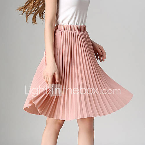 Women's New Style All Matches Pleated Skirt Vintage High Waist Show ...