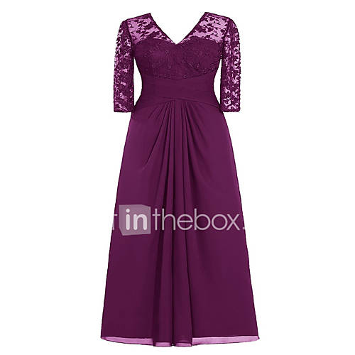 A-line Mother of the Bride Dress Floor-length Chiffon / Lace / Tulle ...