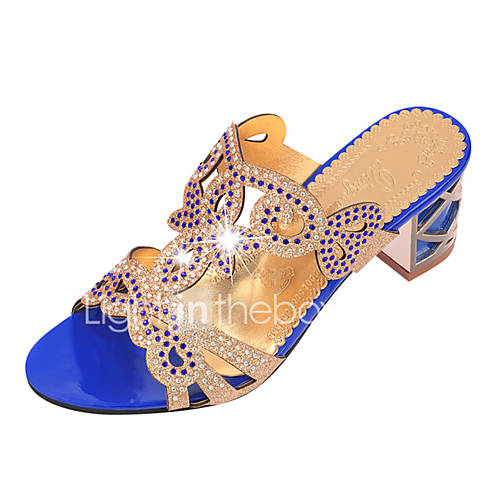 Women's Sandals Summer Glitter Casual Chunky Heel Sparkling Glitter ...
