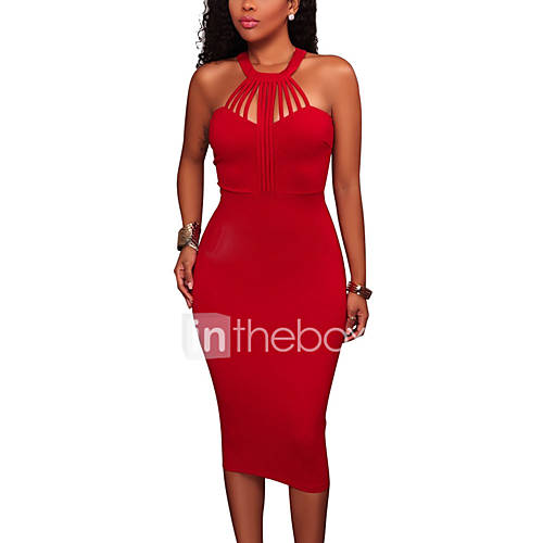 Dames Feest Club Bodycon Jurk Effen Uitgesneden Halter Midi Hoge Taille Rood Zomer Herfst Skinny huismerk kopen in de aanbieding Dames Feest Club Bodycon Jurk Effen Uitgesneden Halter Midi Hoge Taille Rood Zomer Herfst Skinny huismerk kopen in de aanbieding