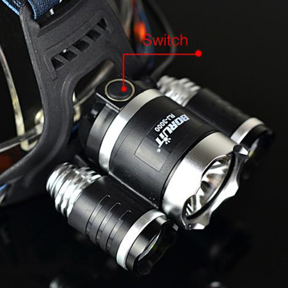 BORUIT RJ3000 Lampe Frontale LED Rechargeable 5000 Lumens - 4 Modes Pour Sports Outdoor